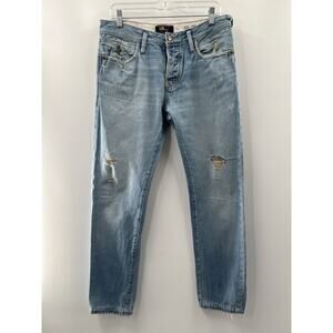 LTB Men's Light Wash Distressed Button Fly Ernesto Jeans Slim Fit Size 32 X 30